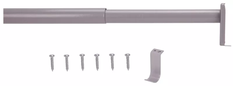 Adjustable Closet Rod 48-72 Inches Silver With Central Support