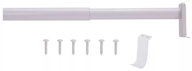 Adjustable Closet Rod 72-120 Inch Steel White With Central Support