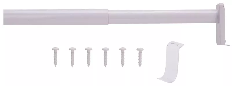 Adjustable Closet Rod, 72-96 Inches Long, Steel, White Finish