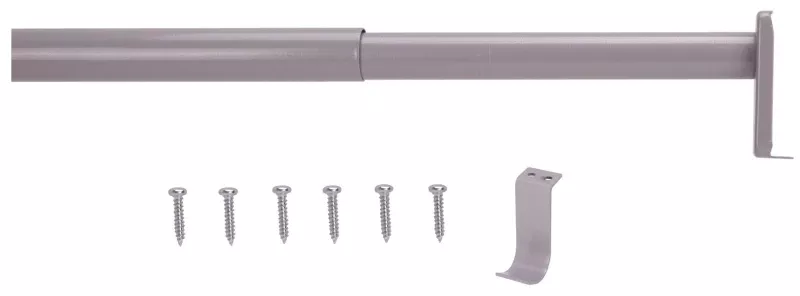 Adjustable Closet Rod 72-96 Inches Silver With Central Support