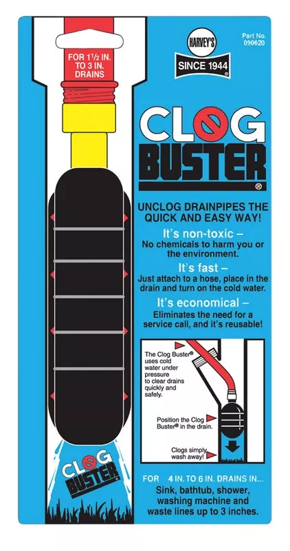 Clogbuster Drain Unclogger For 4 To 6 Inch Pipes - Model 090620